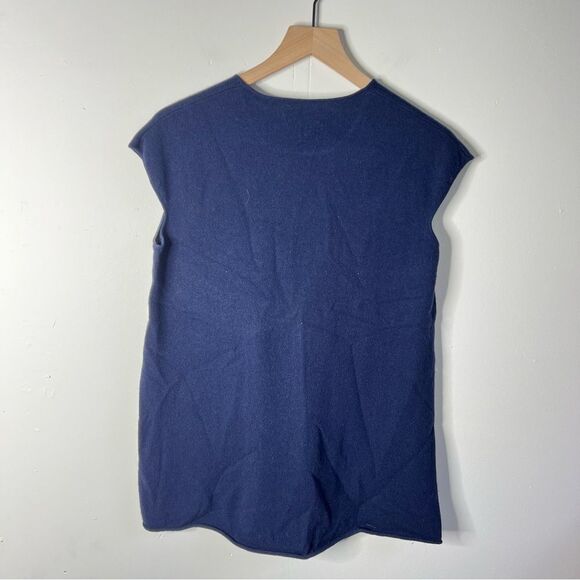 Allude Cashmere Crew Neck sweater Vest Navy Blue Size Small Oversized - Picture 5 of 6